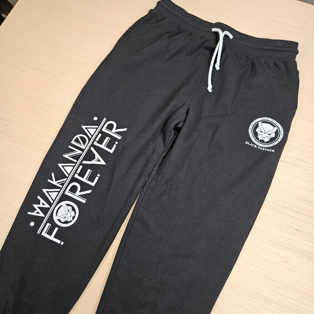 Marvel‎ Black Panther Joggers Mens XXL Black Wakanda Forever Sweatpants